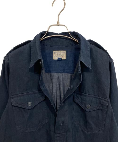 POLO RALPH LAUREN（ポロ・ラルフローレン）POLO RALPH LAUREN (ポロ・ラルフローレン) デニム ミリタリー シャツドレス ワンピース ネイビー サイズ:S 未使用品の古着・服飾アイテム