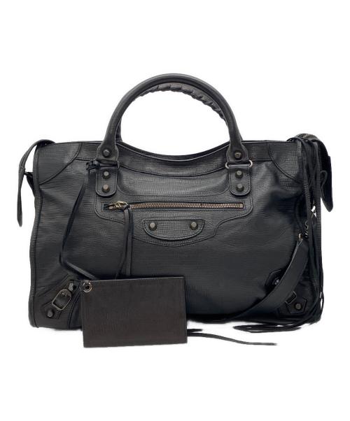 BALENCIAGA（バレンシアガ）BALENCIAGA (バレンシアガ) ザ・シティ リザード風型押し2WAYバッグ ブラックの古着・服飾アイテム