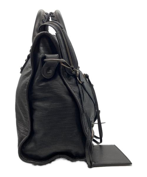 BALENCIAGA（バレンシアガ）BALENCIAGA (バレンシアガ) ザ・シティ リザード風型押し2WAYバッグ ブラックの古着・服飾アイテム