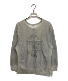 RILY（リリー）の古着「College Logo Crew Neck Sweat ダメージ加工スウェット」｜グレー