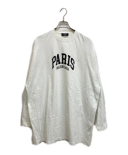 BALENCIAGA（バレンシアガ）BALENCIAGA (バレンシアガ) 22SS PALIS ロゴプリント ロングスリーブカットソー ホワイト サイズ:3の古着・服飾アイテム