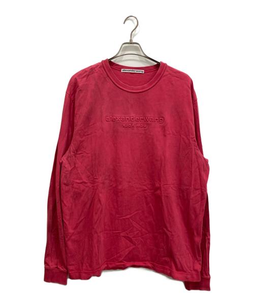 ALEXANDER WANG（アレキサンダー・ワン）ALEXANDER WANG (アレキサンダー・ワン) エンボスロゴ ロングスリーブカットソー ピンク サイズ:XLの古着・服飾アイテム