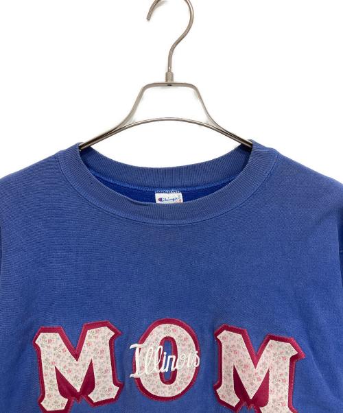 Champion REVERSE WEAVE（チャンピオン リバース ウィーブ）Champion REVERSE WEAVE (チャンピオン リバース ウィーブ) 90S MOMパッチワークスウェット ブルー サイズ:Lの古着・服飾アイテム