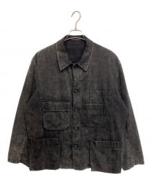Y's for men（ワイズフォーメン）の古着「24AW BLEACHING DENIM BLOUSON WITH 5-POCKETS ブリーチジャケット」｜ブラック
