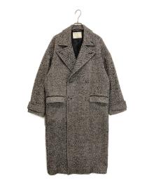 uncrave（アンクレイヴ）の古着「ロング チェスターコート ヘリンボーン」｜ホワイト×ブラック