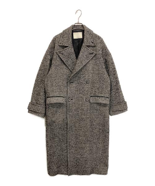 uncrave（アンクレイヴ）uncrave (アンクレイヴ) ロング チェスターコート ヘリンボーン ホワイト×ブラック サイズ:size1の古着・服飾アイテム