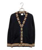 BURBERRYバーバリー）の古着「アイコンストライプ メリノウール ニット カーディガン」｜ブラック×ブラウン