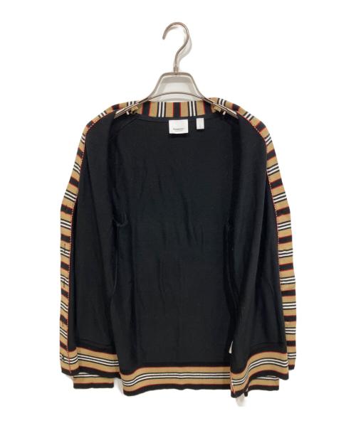 BURBERRY（バーバリー）BURBERRY (バーバリー) アイコンストライプ メリノウール ニット カーディガン ブラック×ブラウン サイズ:Lの古着・服飾アイテム