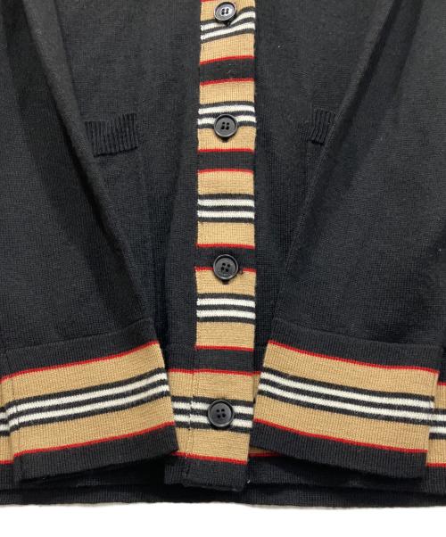 BURBERRY（バーバリー）BURBERRY (バーバリー) アイコンストライプ メリノウール ニット カーディガン ブラック×ブラウン サイズ:Lの古着・服飾アイテム
