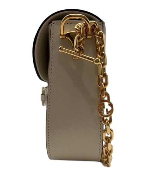 GUCCI（グッチ）GUCCI (グッチ) HORSEBIT 1955 ミニ ショルダーバッグ アイボリーの古着・服飾アイテム