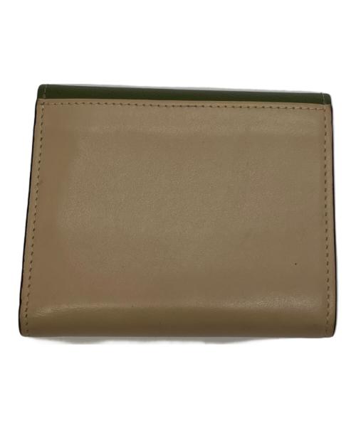 MARNI（マルニ）MARNI (マルニ) レザー 3つ折り財布 ベージュ×グリーンの古着・服飾アイテム