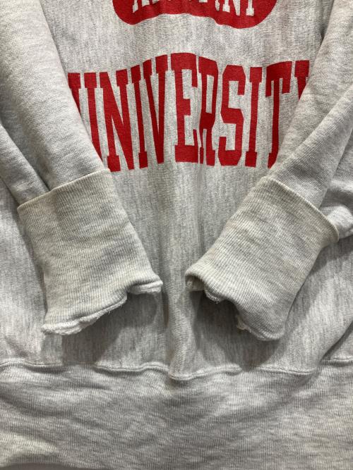 Champion REVERSE WEAVE（チャンピオン リバース ウィーブ）Champion REVERSE WEAVE (チャンピオン リバース ウィーブ) 90S  3段プリント スウェット グレー×レッド サイズ:Lの古着・服飾アイテム