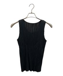 PLEATS PLEASE（プリーツプリーズ）の古着「プリーツノースリーブブラウス」｜ブラック