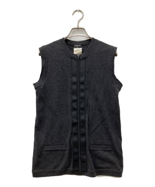 CHANEL（シャネル）CHANEL (シャネル) ジップアップベスト ブラック サイズ:38の古着・服飾アイテム