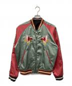 DIESELディーゼル）の古着「ホーク刺繍スカジャン」｜グリーン×ピンク