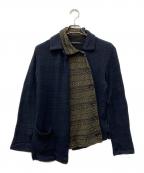 Y'sワイズ）の古着「ジャガードニットジャケット」｜ネイビー