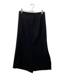 yohji yamamoto+noir（ヨウジヤマモトプリュスノアール）の古着「ウールギャバジンバックスリットロングスカート」｜ブラック