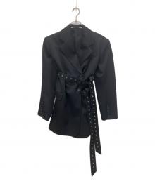 H&M×ROKH（エイチアンドエム×ロク）の古着「ベルテッドダブルジャケット」｜ブラック