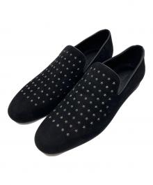 JIMMY CHOO（ジミーチュウ）の古着「スウェードミニスタースタッズスリッポン」｜ブラック