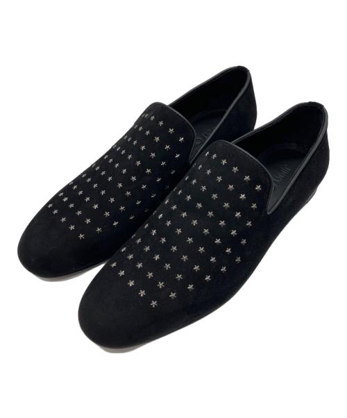 JIMMY CHOO（ジミーチュウ）JIMMY CHOO (ジミーチュウ) スウェードミニスタースタッズスリッポン ブラック サイズ:42の古着・服飾アイテム