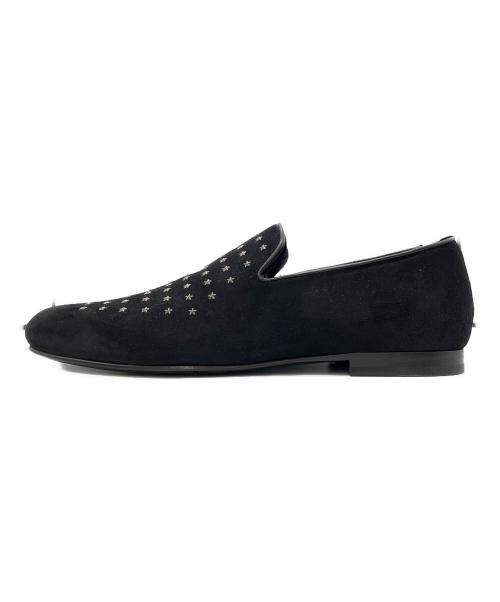 JIMMY CHOO（ジミーチュウ）JIMMY CHOO (ジミーチュウ) スウェードミニスタースタッズスリッポン ブラック サイズ:42の古着・服飾アイテム