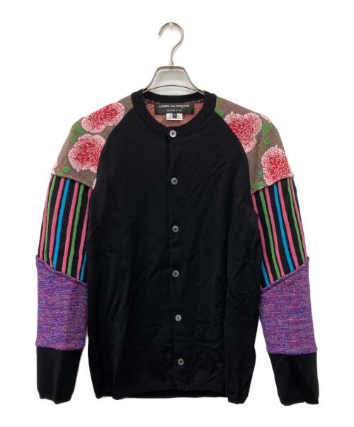 COMME des GARCONS HOMME PLUS（コムデギャルソンオムプリュス）COMME des GARCONS HOMME PLUS (コムデギャルソンオムプリュス) フラワージャガード切り替えカーディガン ブラック サイズ:Mの古着・服飾アイテム