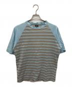 stussyステューシー）の古着「ラグランボーダーTシャツ」｜グレー×スカイブルー