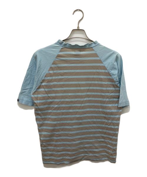 stussy（ステューシー）stussy (ステューシー) ラグランボーダーTシャツ グレー×スカイブルー サイズ:Sの古着・服飾アイテム