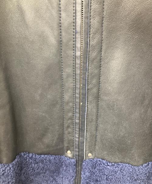 BALMAIN（バルマン）BALMAIN (バルマン) シープスキンノーカラーボアコート ブラック×ネイビー サイズ:Fの古着・服飾アイテム