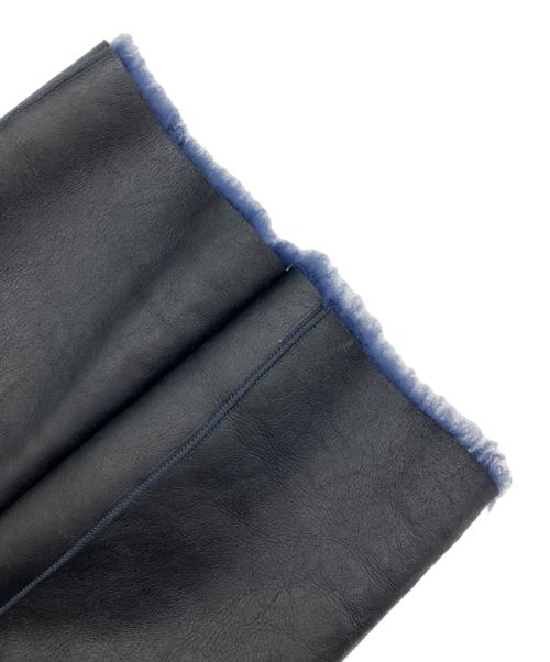 BALMAIN（バルマン）BALMAIN (バルマン) シープスキンノーカラーボアコート ブラック×ネイビー サイズ:Fの古着・服飾アイテム