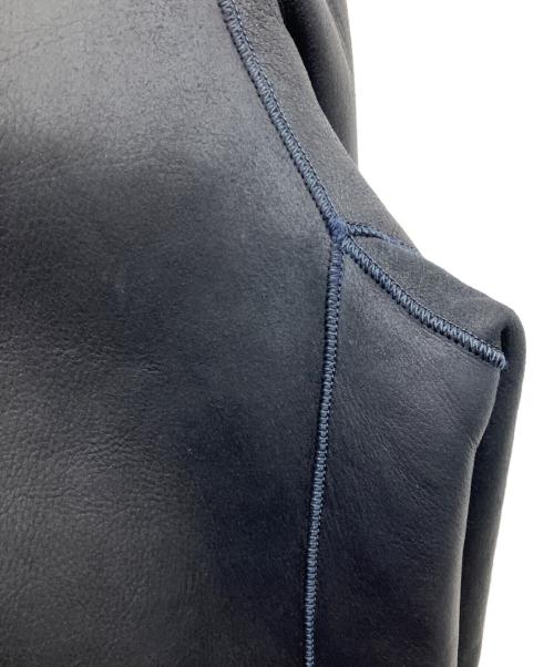 BALMAIN（バルマン）BALMAIN (バルマン) シープスキンノーカラーボアコート ブラック×ネイビー サイズ:Fの古着・服飾アイテム