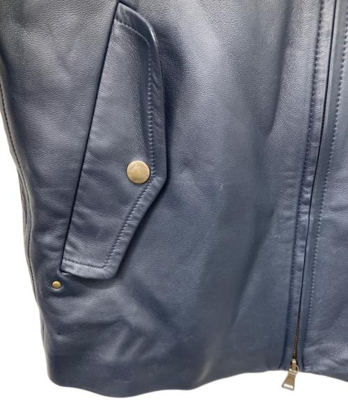 Paul Smith COLLECTION（ポールスミス コレクション）Paul Smith COLLECTION (ポールスミス コレクション) シングルレザーダブルジップジャケット ネイビー サイズ:Mの古着・服飾アイテム