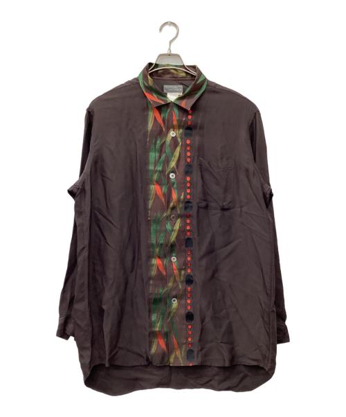 Yohji Yamamoto pour homme（ヨウジヤマモト プールオム）Yohji Yamamoto pour homme (ヨウジヤマモト プールオム) 97AW蝋人形期 レーヨン草刺繍シャツ ブラウン サイズ:Ｍの古着・服飾アイテム