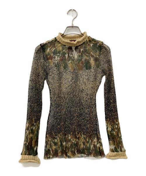 Jean Paul GAULTIER CLASSIQUE（ジャンポールゴルチエクラシック）Jean Paul GAULTIER CLASSIQUE (ジャンポールゴルチエクラシック) ニット切り替えパワーネットカットソー オリーブ サイズ:40の古着・服飾アイテム