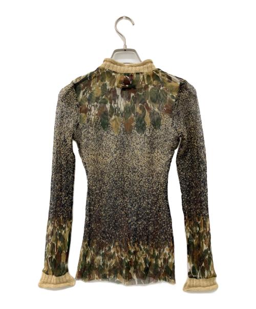 Jean Paul GAULTIER CLASSIQUE（ジャンポールゴルチエクラシック）Jean Paul GAULTIER CLASSIQUE (ジャンポールゴルチエクラシック) ニット切り替えパワーネットカットソー オリーブ サイズ:40の古着・服飾アイテム