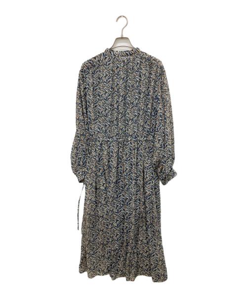 23区（ニジュウサンク）23区 (ニジュウサンク) 25SS シアーヘリンボーンプリント ワンピース ネイビー サイズ:Ｍの古着・服飾アイテム