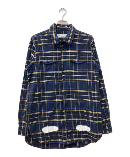 OFFWHITE（オフホワイト）OFFWHITE (オフホワイト) 17SS DIAG SPRAY CHECK SHIRT ネイビー サイズ:Sの古着・服飾アイテム