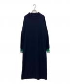 THREE DOTSスリードッツ）の古着「Wool outfit high neck dress」｜ネイビー