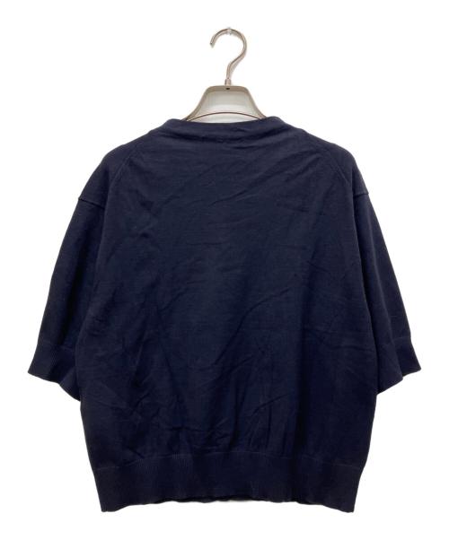23区（ニジュウサンク）23区 (ニジュウサンク) ヴィスコースストレッチ 半袖 ニット ネイビー サイズ:38の古着・服飾アイテム