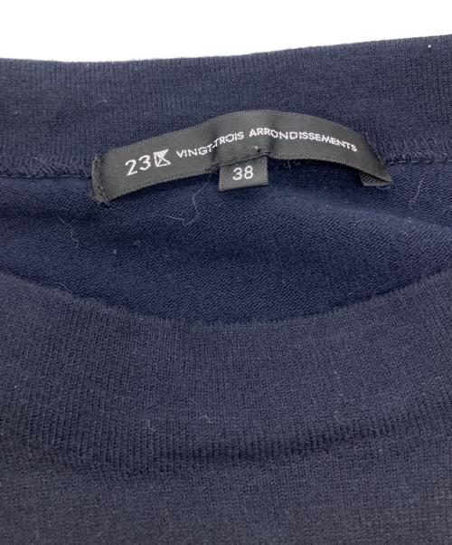 23区（ニジュウサンク）23区 (ニジュウサンク) ヴィスコースストレッチ 半袖 ニット ネイビー サイズ:38の古着・服飾アイテム
