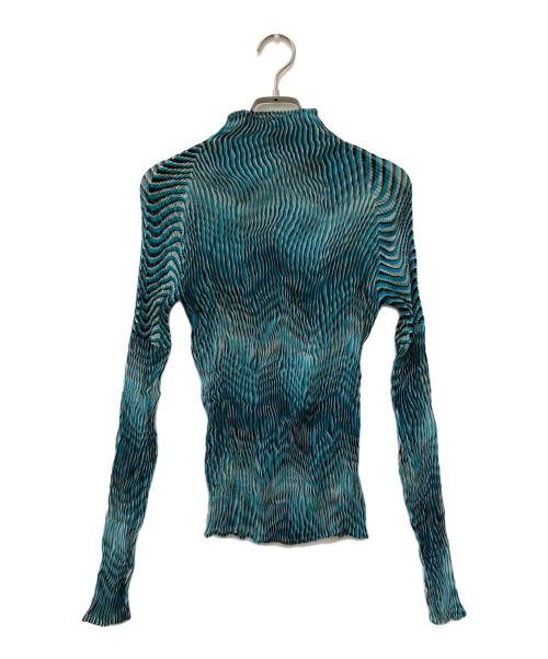 ISSEY MIYAKE（イッセイミヤケ）ISSEY MIYAKE (イッセイミヤケ) 総柄プリーツハイネックカットソー ブルー サイズ:2の古着・服飾アイテム