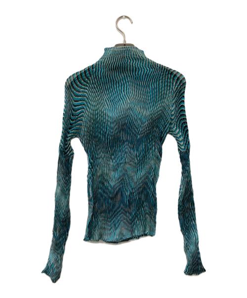 ISSEY MIYAKE（イッセイミヤケ）ISSEY MIYAKE (イッセイミヤケ) 総柄プリーツハイネックカットソー ブルー サイズ:2の古着・服飾アイテム