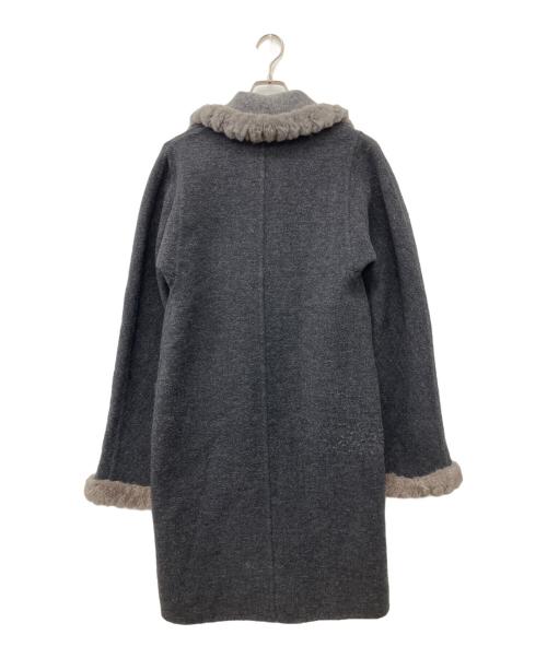 FENDI（フェンディ）FENDI (フェンディ) ヴァージンウールブレンドファーカラーラペルコート グレー サイズ:42の古着・服飾アイテム