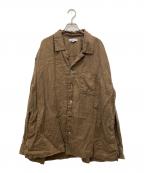 CAHLUMNカウラム）の古着「Belgium Linen Open Collar Shirt」｜ブラウン