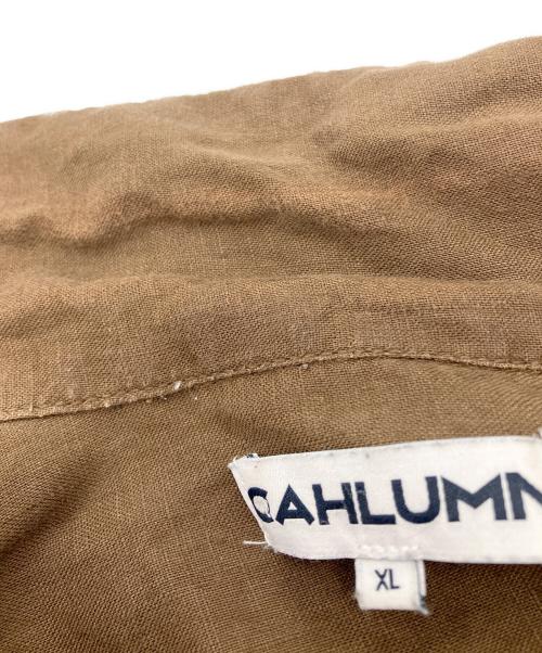 CAHLUMN（カウラム）CAHLUMN (カウラム) Belgium Linen Open Collar Shirt ブラウン サイズ:XLの古着・服飾アイテム