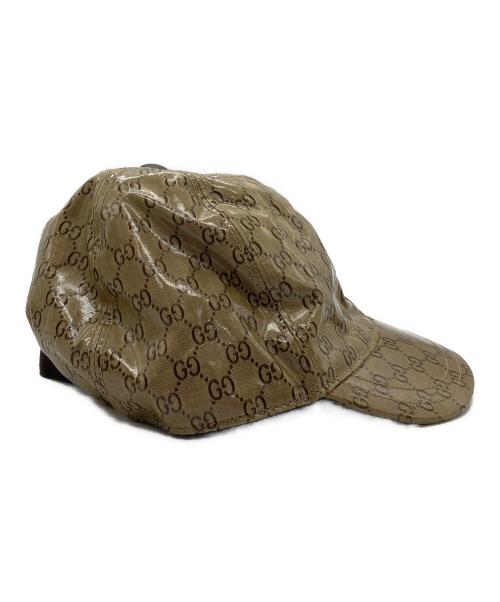 GUCCI（グッチ）GUCCI (グッチ) GGクリスタルPVCキャップ ブラウン サイズ:Mの古着・服飾アイテム