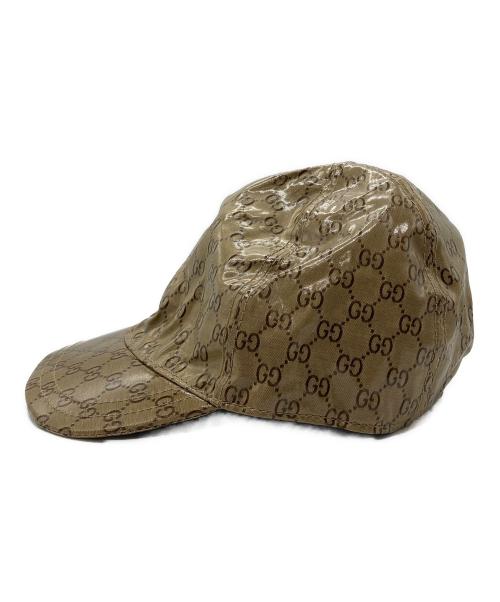 GUCCI（グッチ）GUCCI (グッチ) GGクリスタルPVCキャップ ブラウン サイズ:Mの古着・服飾アイテム