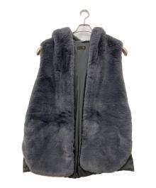 Aga（アーガ）の古着「切替フーデットファーベスト」｜グレー