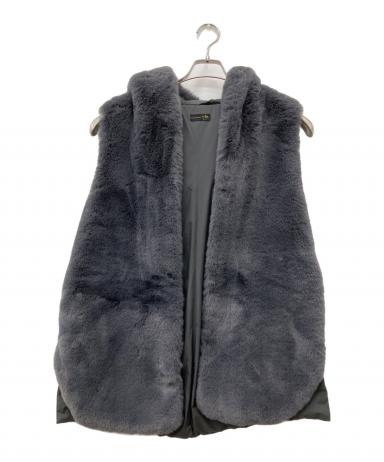 中古・古着通販】Aga (アーガ) 切替フーデットファーベスト グレー