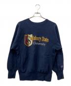 Championチャンピオン）の古着「カレッジロゴプリントリバースウィーブスウェット」｜ネイビー